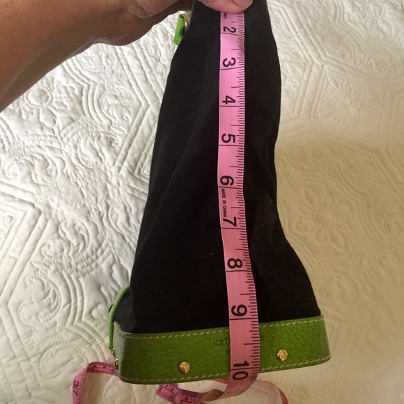Kate Spade Canvas Black Green Bucket Bag Shoulder - Picture 6 of 8